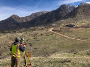 Topographic survey mapping an alluvial fan and drainage channels at a foothill homesite in Provo Utah